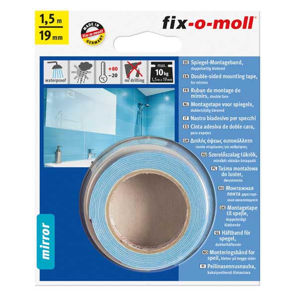 סרט התקנה דו-צדדי למראות | אורך 1.5 מ' | רוחב 19 מ"מ-דבק-fix-o-moll-סופר הום