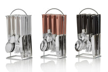 טען תמונה לצפייה בגלריה, סכו"ם סט (24) חלק SOL ידית פלסטיק ורוד/שחור/לבן נירוסטה-סכו"ם ידית צבעונית-Soltam סולתם-לבן-סופר הום