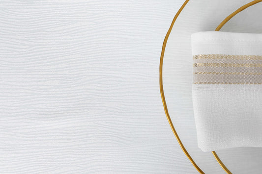 מפת שולחן לבנה - דגם קורטני - 4 אורכים-מפת שולחן-ASHRAM-4 מטר-סופר הום