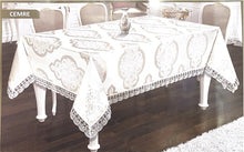 טען תמונה לצפייה בגלריה, מפת שולחן איכותית -2 צבעים-מפת שולחן-SUPERHOME סופרהום-קטן: 300/160 ס"מ-שמנת טבעי-סופר הום