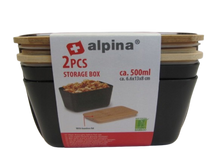 Load image into Gallery viewer, זוג קופסאות אחסון הרמטיות 500 מ"ל-קופסאות מטבח פלסטיק-Alpina-לבן-סופר הום