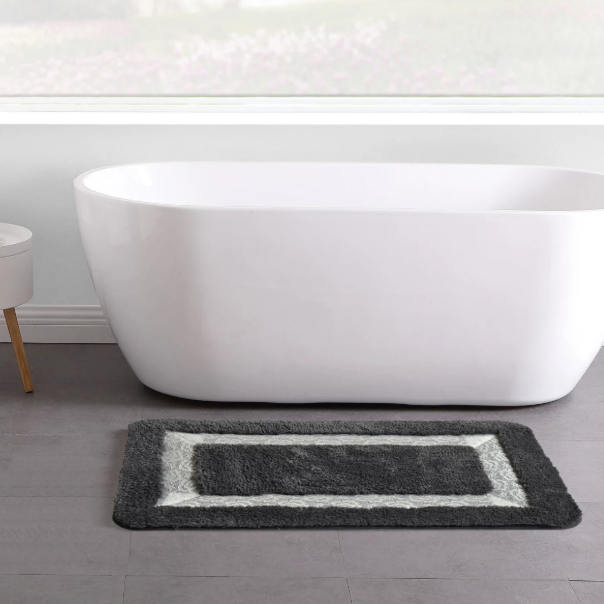 שטיח אמבטיה - דגם תחרה-שטיחי אמבטיה בד-Via Home-ורוד בהיר-סופר הום