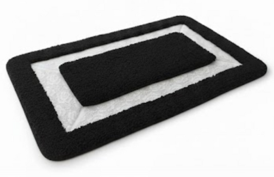 שטיח אמבטיה - דגם תחרה-שטיחי אמבטיה בד-Via Home-שחור-סופר הום