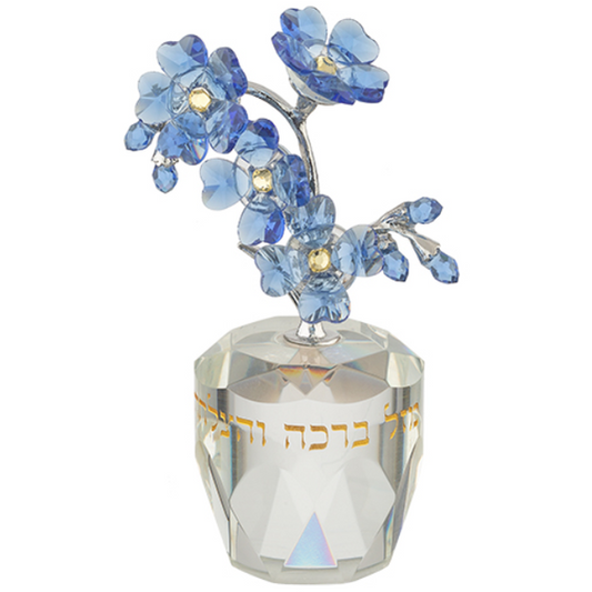 עץ קריסטל ברכה והצלחה - מגוון צבעים-כלי דקורציה-ART JUDAICA-פרחים תכלת-סופר הום