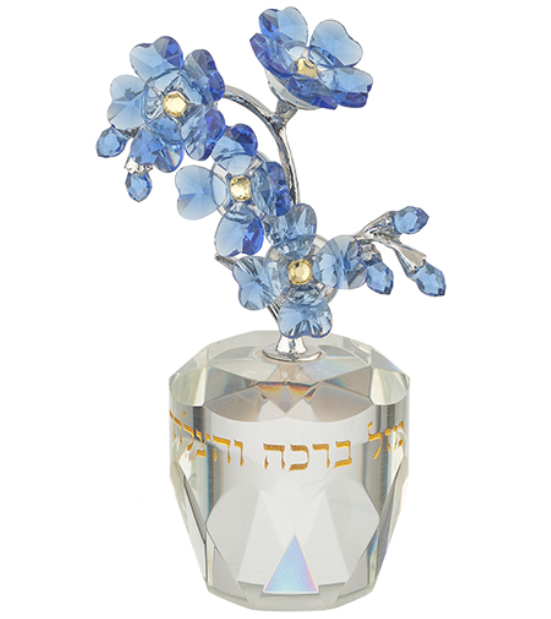 עץ קריסטל ברכה והצלחה - מגוון צבעים-קישוט-ART JUDAICA-פרחים תכלת-סופר הום