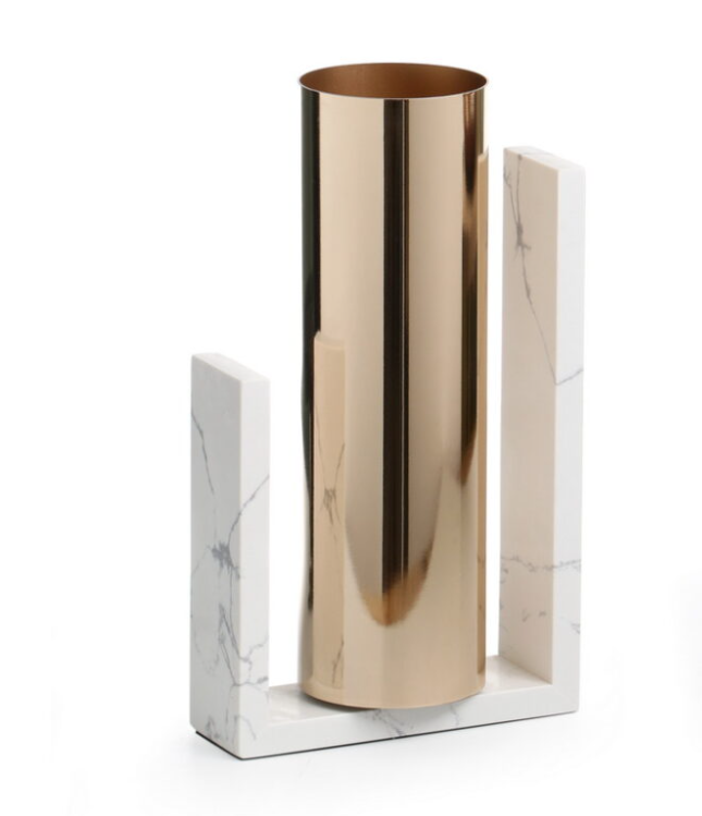 אגרטל זהב עם מעמד שיש-אגרטל-SUPERHOME סופרהום-סופר הום