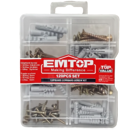 סט ברגים ודיבלים - 120 יחידות EMTOP-ברגים-EMTOP-סופר הום
