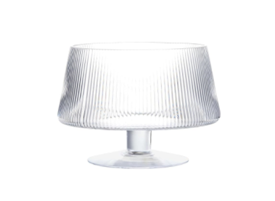 קערת הגשה יוקרתית על רגל - זכוכית במרקם פסים-קערת זכוכית-סופר הום-סופר הום