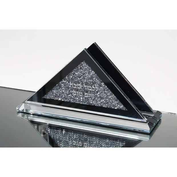 מעמד למפיות קריסטל משולש כסף - לכבוד שבת ויום טוב - מגוון דוגמאות-מחזיק מפיות עומד-SUPERHOME סופרהום-מנצנץ-סופר הום