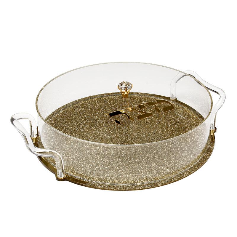 קופסה למצה עגולה אקריליק - מגוון צבעים-מעמד למצות-סופר הום-זהב נצנץ-סופר הום