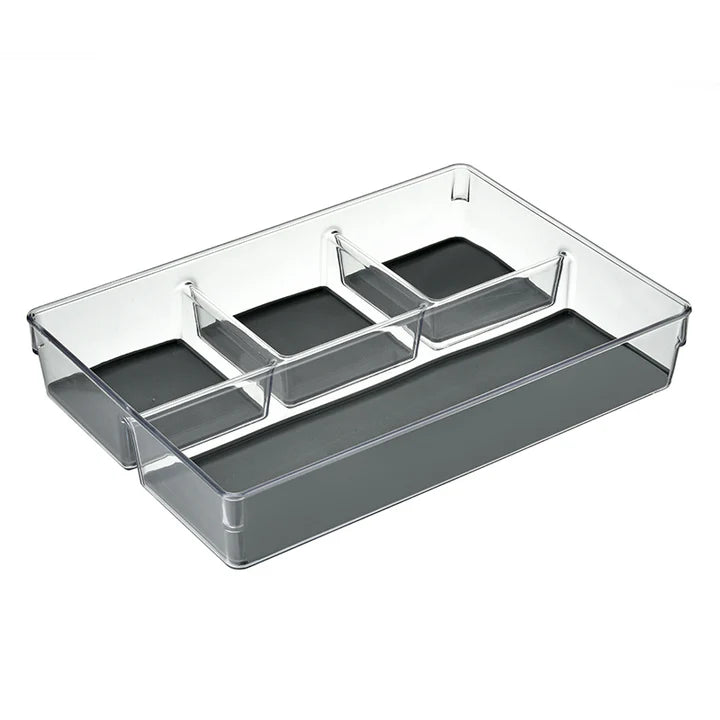 אירגונית אקרילית לסכו"ם עם תחתית סיליקון - 4 תאים-מחלק סכומים-SUPERHOME סופרהום-סופר הום