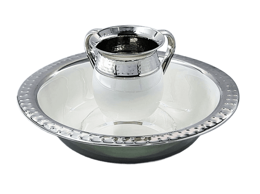 סט לנטילת ידיים - כסף/זהב-מים אחרונים מתכת-SUPERHOME סופרהום-לבן וכסף-סופר הום