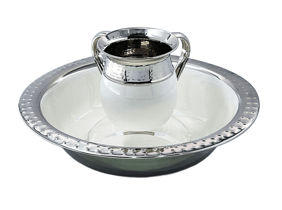 סט לנטילת ידיים - כסף/זהב-מים אחרונים מתכת-SUPERHOME סופרהום-לבן וכסף-סופר הום