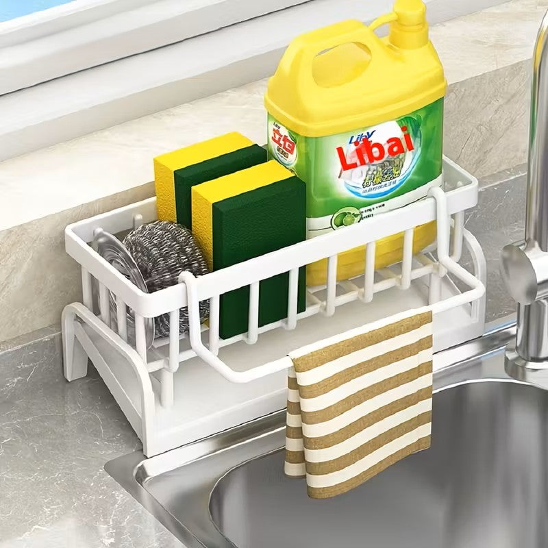 ארגונית סדר מעוצבת ליד הכיור לבן/שחור-מתקן לספוג-Cucina-לבן-סופר הום