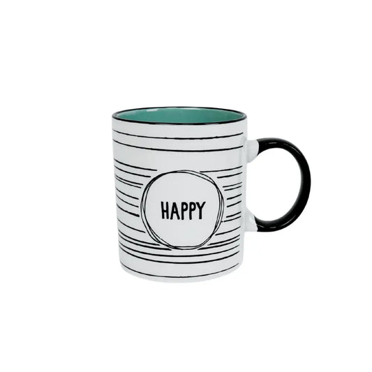 מאג עגול שחור לבן - מגוון דוגמאות-ספלים חרסינה-א. לויזון-Happy-סופר הום