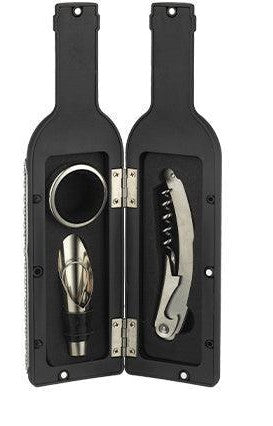 סט אביזרים ליין בתוך בקבוק עם פלקטה גוון כסף 23 ס"מ-פותחן ליין-ART JUDAICA-סופר הום