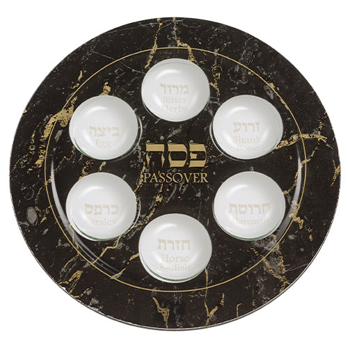 קערת פסח זכוכית מהודרת - 35 ס"מ-קערת סדר-ART JUDAICA-סופר הום