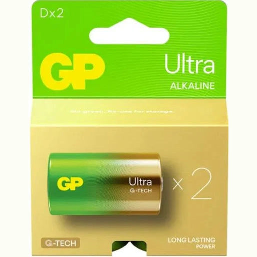 זוג סוללות Ultra Alkaline 1.5V 14A D GP GPPCA13AU088 - סוג D-בטריות-GP-סופר הום