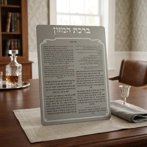 ברכת המזון מאקרילי - נוסח ספרד-מעמד לברכונים עם ברכונים-ARTSPORT-16*13 ס"מ-סופר הום