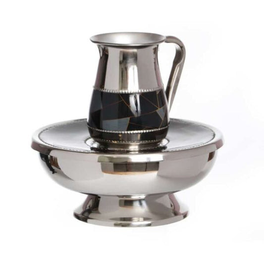 כלי למים אחרונים בעיטור גיאומטרי לבן/שחור-מים אחרונים מתכת-חושן-שחור-סופר הום