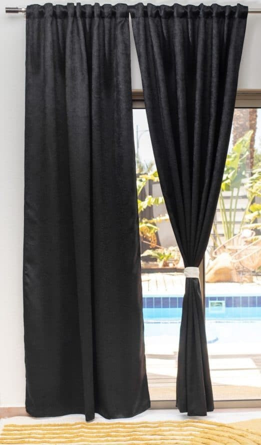 וילון השחלה מנהטן - מגוון צבעים ומידות-וילון בד-ASHRAM-שחור-140*160 ס"מ-סופר הום