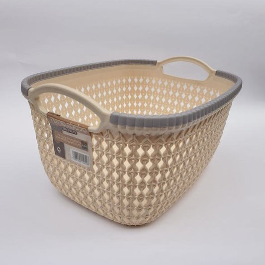 סלסלה סרוגה - 23×15×10 ס"מ-סלסלה-סופר הום-ורוד-סופר הום