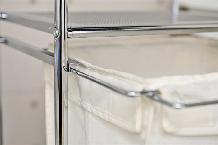 סל כביסה נירוסטה תא אחד נשלף עם מגש לאחסון-מתקן לחדר אמבטיה-Honey can do-סופר הום