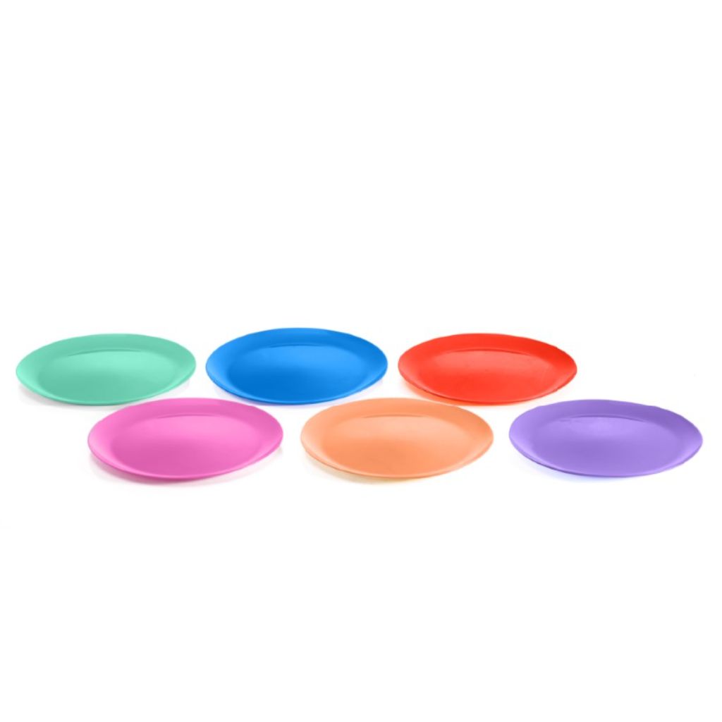 סט 6 צלחות פלסטיק בצבעי קשת-צלחת פלסטיק-סקטור אפיקים-סופר הום