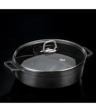 טען תמונה לצפייה בגלריה, סיר מחולק 30 ס"מ 5.7 ליטר דופן ישרה BLACK MARBLE-סירי אלומיניום-Food Appeal-סופר הום