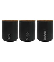 טען תמונה לצפייה בגלריה, סט קרמיקה - לקפה /תה /סוכר בצבע שחור עם מכסה עץ -צבעים לבחירה-סט תה קפה סוכר-Food Appeal-שחור-סופר הום