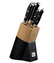 טען תמונה לצפייה בגלריה, בלוק סכינים 6 חלקים - גימור שחור\לבן-סט סכינים-Food Appeal-שחור-סופר הום