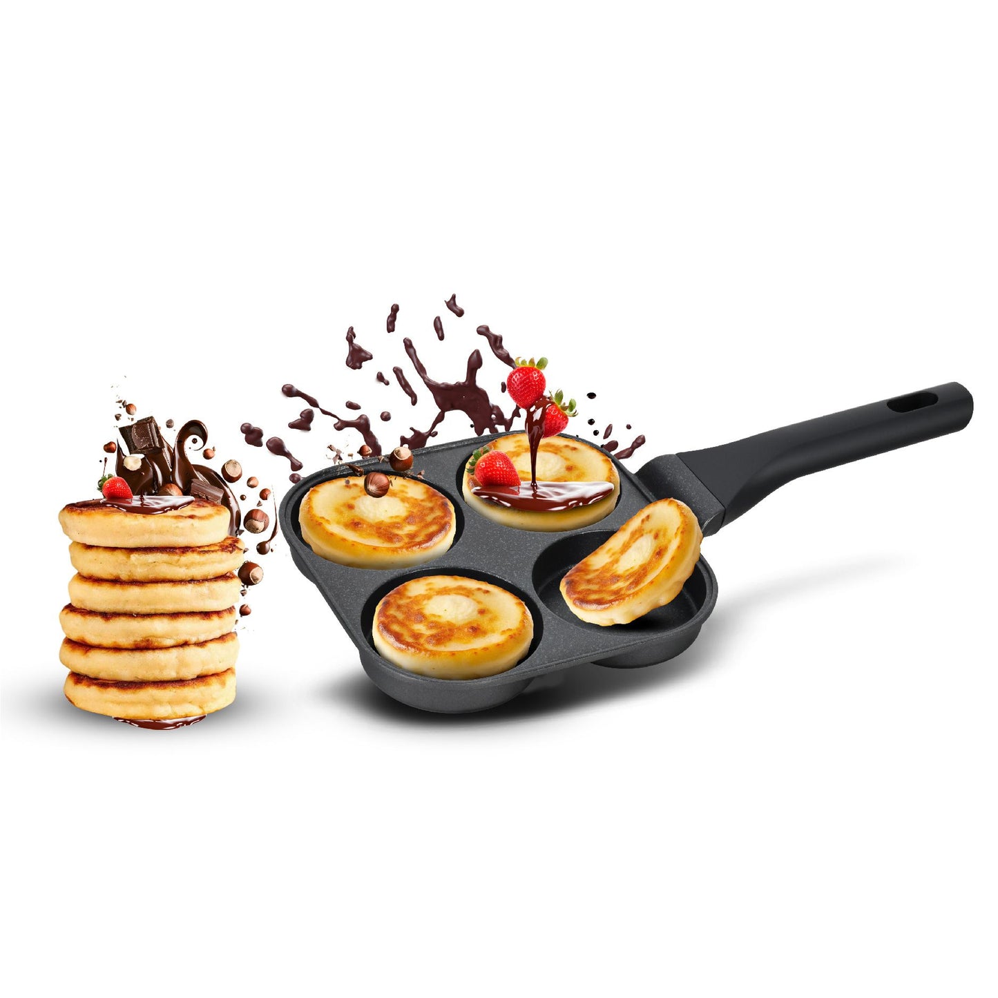 מחבת פנקייק 4 שקעים - שני גדלים BLACK MARBLE BLOWOUT-מחבת קרפ ופנקייק-Food Appeal-גדול-סופר הום