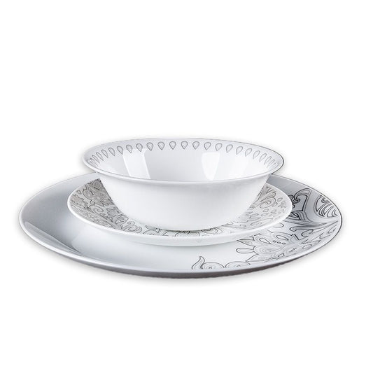 סט אוכל 18 חלקים אופל - דגם TULIP-סט צלחות זכוכית אופל-Super Food-סופר הום