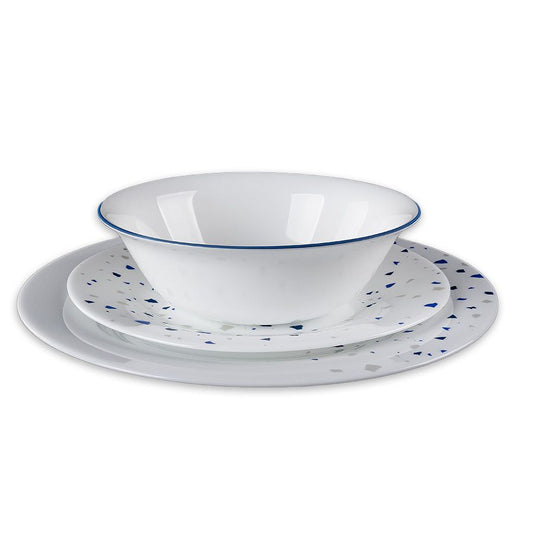 סט אוכל 18 חלקים - TERAZO BLUE-סט צלחות זכוכית אופל-Food Appeal-סופר הום