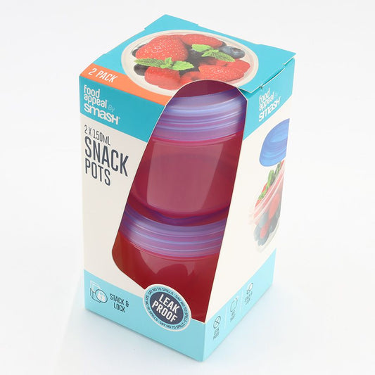 מארז זוג אחסוניות חטיפים - 150 מ"ל-קופסאות מטבח פלסטיק-Food Appeal-ורוד\סגול-סופר הום