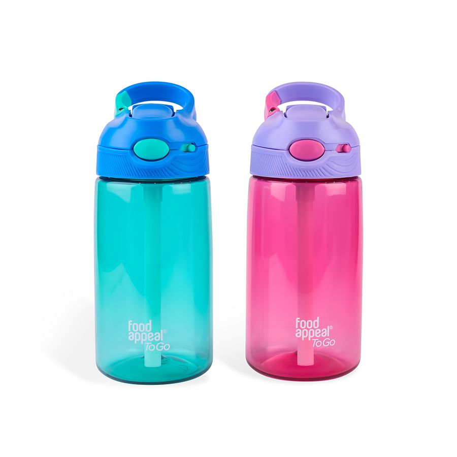 בקבוק טריטן עם קש 450 מ"ל ורוד/כחול - AQUA Kids-Food Appeal-כחול וירוק-סופר הום