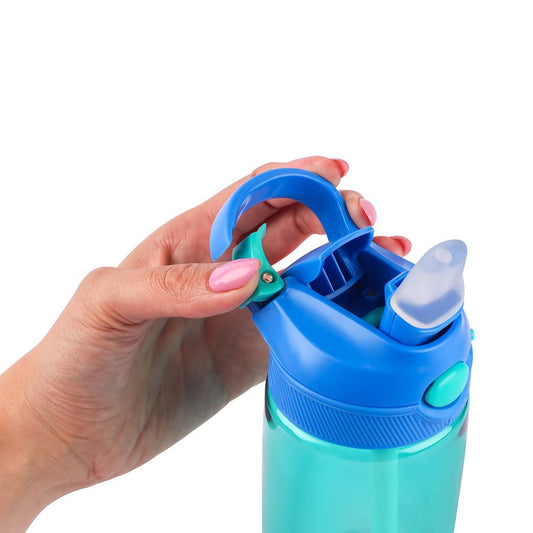 בקבוק טריטן עם קש 450 מ"ל ורוד/כחול - AQUA Kids-Food Appeal-כחול וירוק-סופר הום