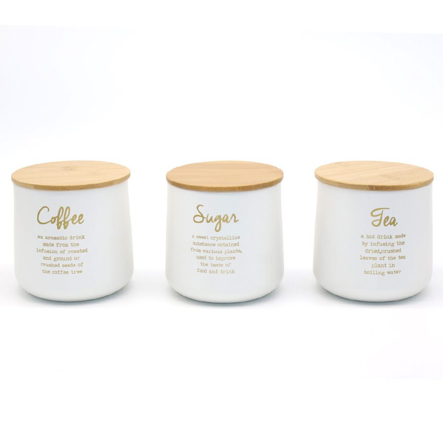 סט אחסון תה קפה סוכר מפח לבן - COZY HOME-סט תה קפה סוכר-Food Appeal-סופר הום
