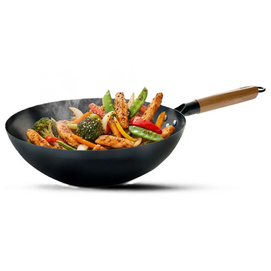 מגוון גדלים - WOKO מחבת ווק עם ידית עץ-ווק-Food Appeal-30 ס"מ-סופר הום