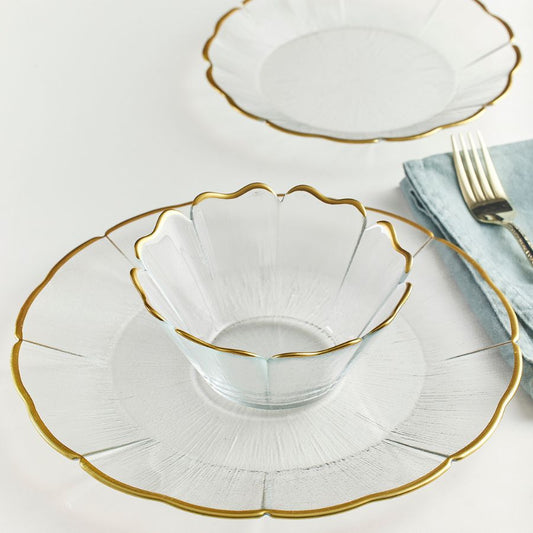 LOTUS GOLD - סט צלחות 18 חלקים-סט צלחות זכוכית-Food Appeal-סופר הום