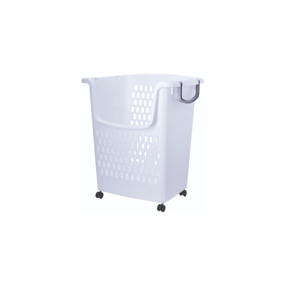 סל כביסה נערם עם גלגלים - מגוון צבעים-סל כביסה פלסטיק-SUPERHOME סופרהום-לבן-סופר הום