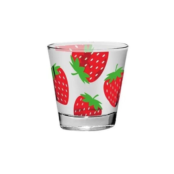 סט של 3 כוסות מים - דגם תותים-כוסות זכוכית-סופר הום-סופר הום