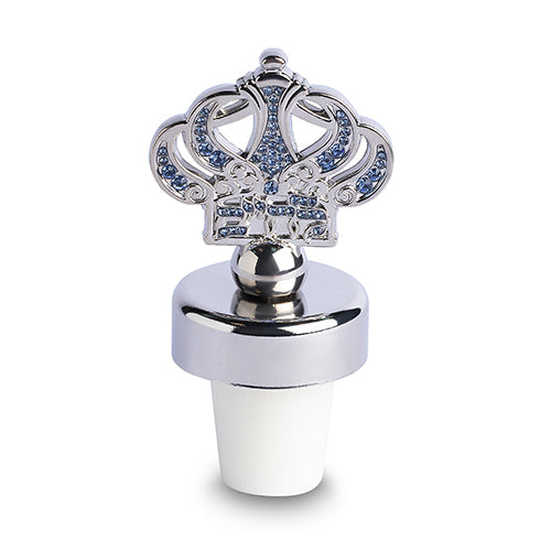 פקק כסף לבקבוק יין דגם כתר - מגוון צבעים-פקק לבקבוק יין-ART JUDAICA-כסף עם אבנים כחולות-סופר הום