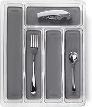 טען תמונה לצפייה בגלריה, אירגונית לסכו"ם מפלסטיק אקרילי עם תחתית סיליקון-מחלק סכומים-Via Home-סופר הום