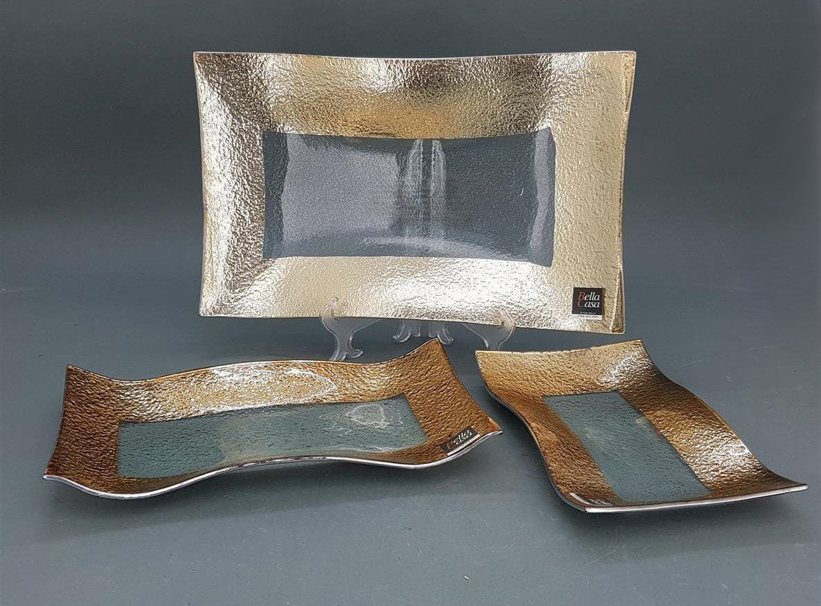 מגש מלבני זהב - 3 גדלים-הגשה זכוכית-CASA BELLA-43*27 ס"מ-סופר הום