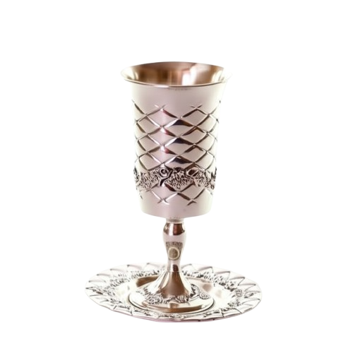 גביע קידוש מוכסף עם רגל - דגם כריות-גביע קידוש כסוף-ART JUDAICA-סופר הום