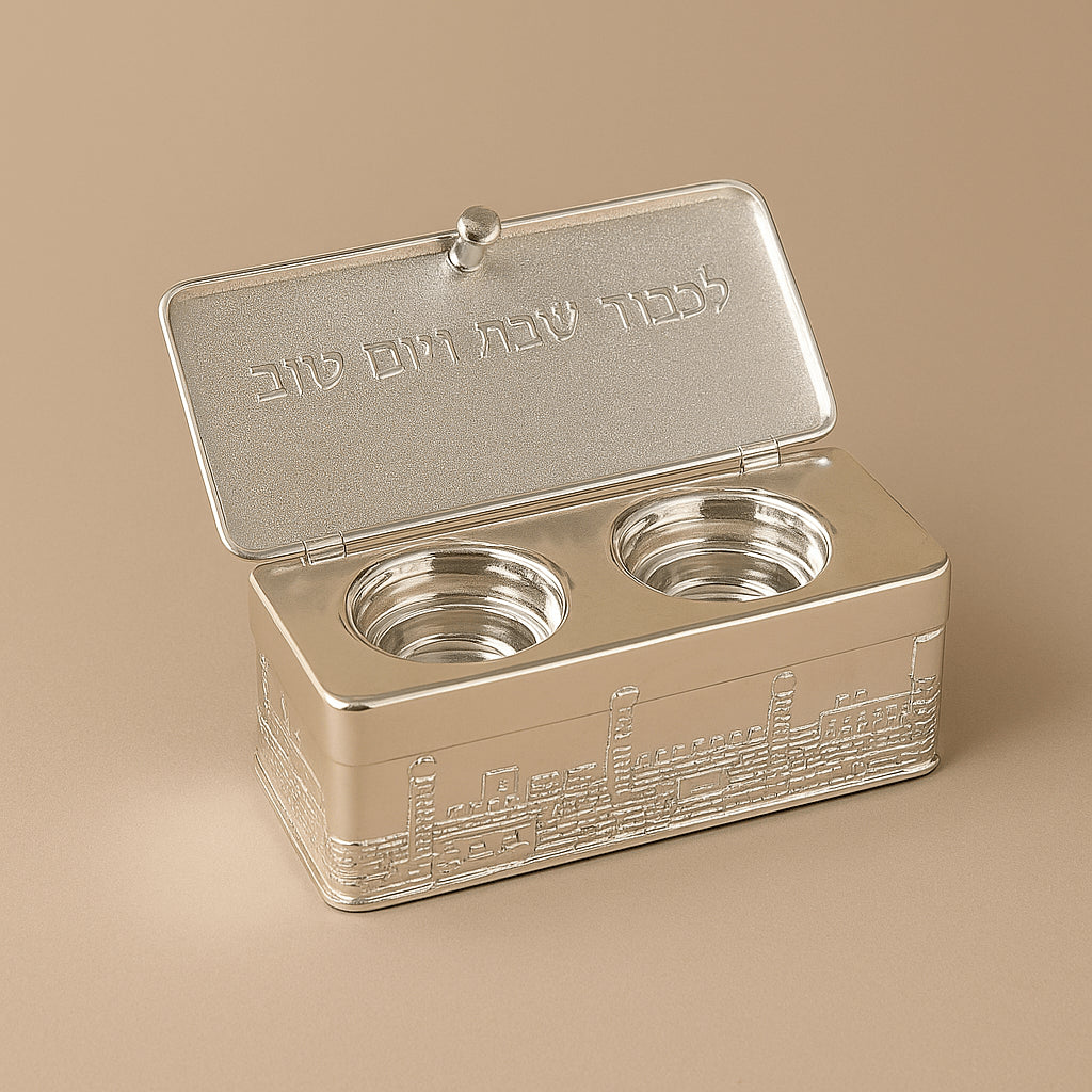 קופסת פמוטי שבת לנסיעות-מעמדים לנר-סופר הום-זהב-סופר הום