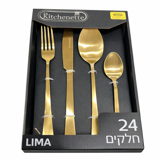 סט סכו"ם זהב/כסף 24 חלקים - מגוון דגמים-סכו"ם זהב-La kitchenette-זהב-צר-סופר הום