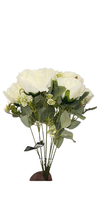 בוקט פרחים לבן עתיק דגם שלג 43 ס"מ-עציץ-SUPERHOME סופרהום-סופר הום