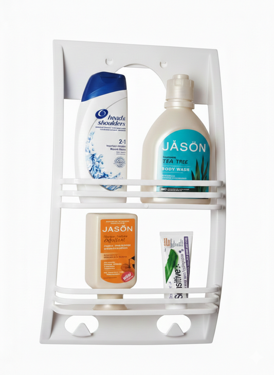 מדפון תליה לאמבטיה לבן-מתקן מדפים נתלה-SUPERHOME סופרהום-סופר הום